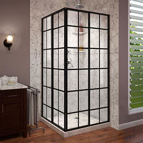 black metal framed shower enclosure|black sliding door shower enclosure.